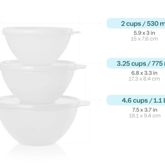 Tupperware Wonderlier Bowls 3pc Set - Picture 4 of 6
